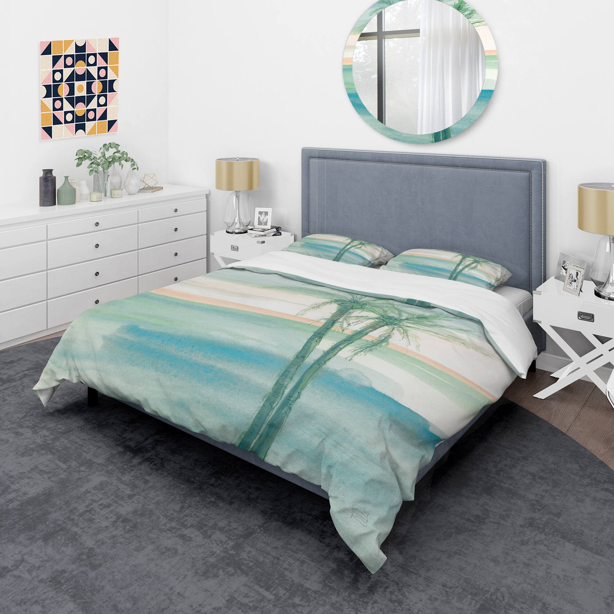 Designart Peaceful Dusk II Tropical Coastal Duvet Cover Set